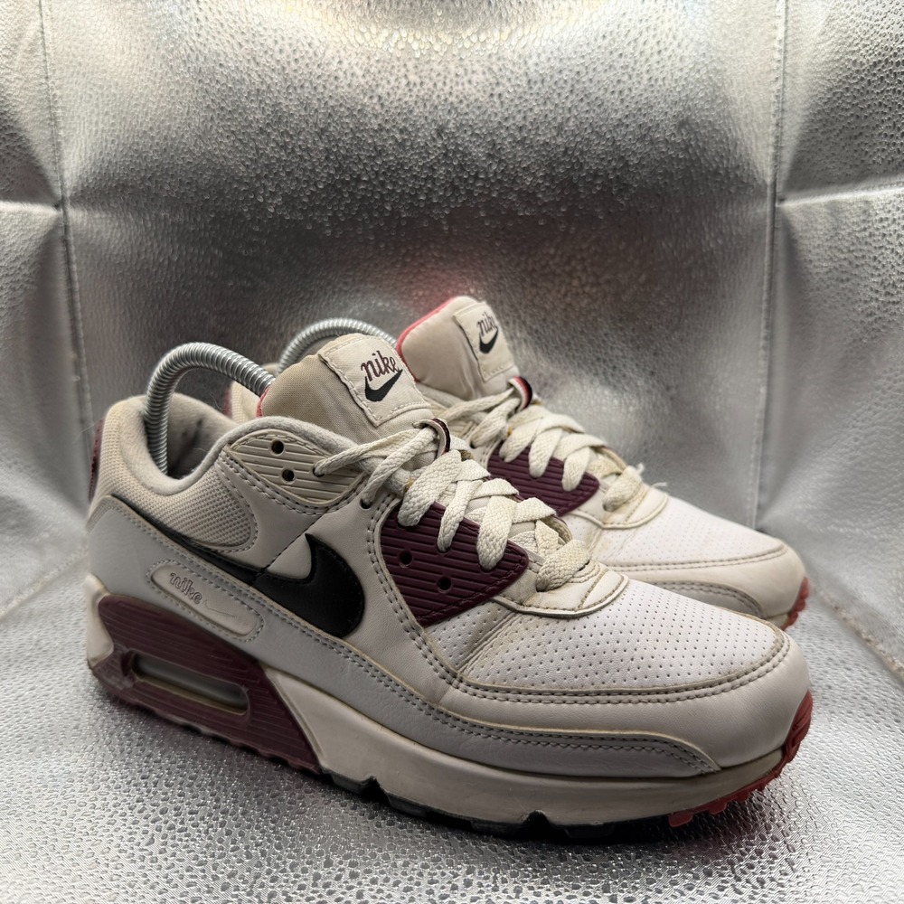 Size 8.5 Nike Air Max 90 White Dark Beetroot Womens Sneaker Shoes DH1316-100